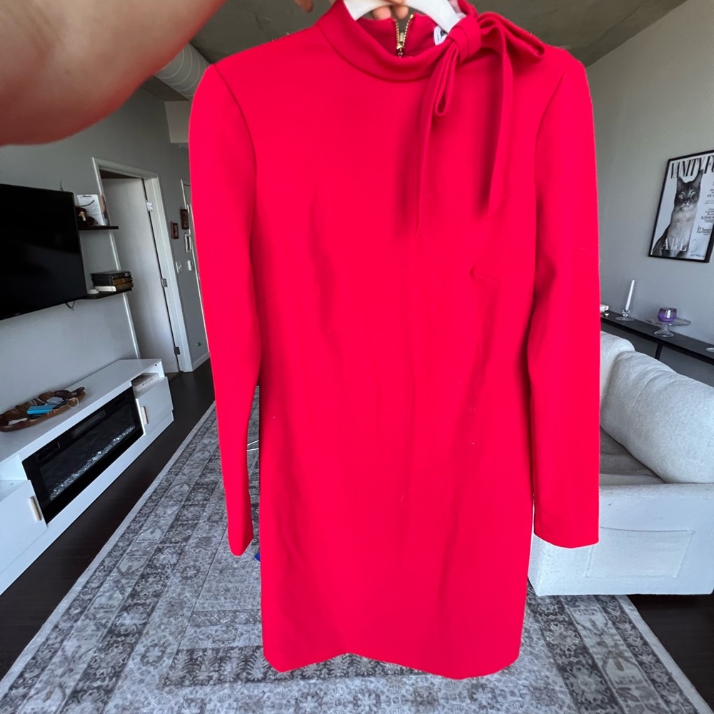 Calvin Klein Vibrant Red Long Sleeve Dress
